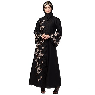 Premium Front open abaya with side embroidery work